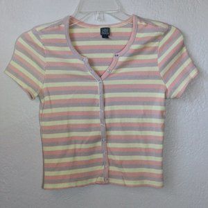 *SALE! 2/$22 or 3/$30* Wild Fable Striped Button Front Top Crop Women Size M